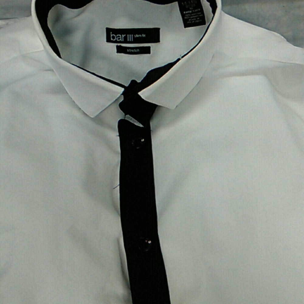 Bar iii slim fit 14-14 1/2 black white shirt